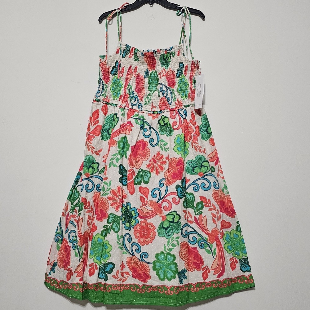 Adrianna Papell Women's‎ Dress Size 14 Fits Large Smocked Spaghetti Straps New
